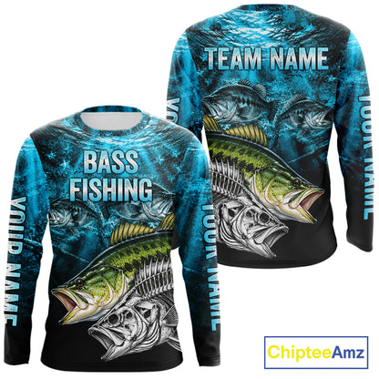 Personalized Skeleton Largemouth Bass Fishing Tournament Shirt Bass Fishing Jersey Short & Long Sleeve  NYN4717