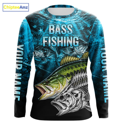 Personalized Skeleton Largemouth Bass Fishing Tournament Shirt Bass Fishing Jersey Short & Long Sleeve  NYN4717