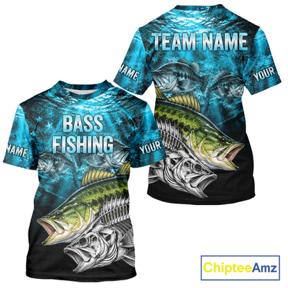 Personalized Skeleton Largemouth Bass Fishing Tournament Shirt Bass Fishing Jersey Short & Long Sleeve  NYN4717