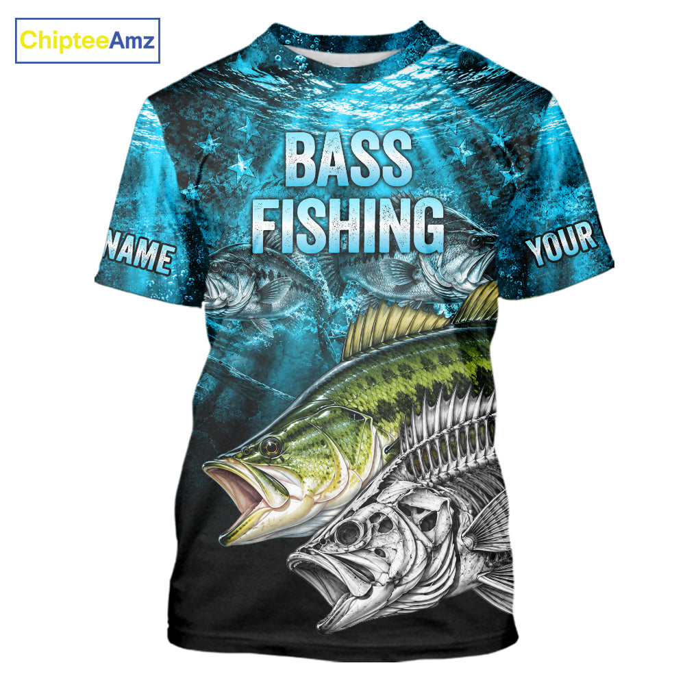 Personalized Skeleton Largemouth Bass Fishing Tournament Shirt Bass Fishing Jersey Short & Long Sleeve  NYN4717