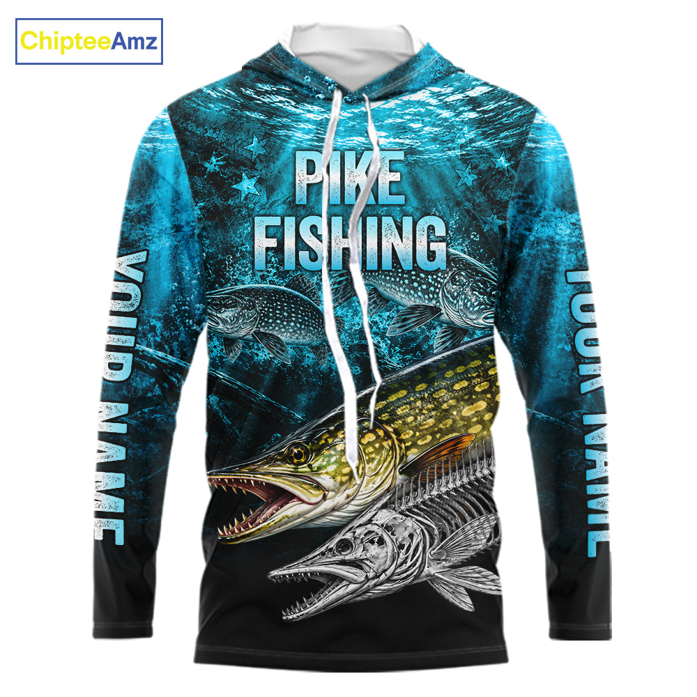 Personalized Skeleton Pike Fishing Tournament Shirt Pike Fishing Jersey Short & Long Sleeve NYN4718