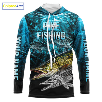 Personalized Skeleton Pike Fishing Tournament Shirt Pike Fishing Jersey Short & Long Sleeve NYN4718