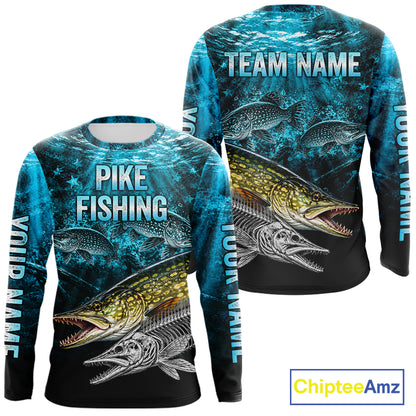 Personalized Skeleton Pike Fishing Tournament Shirt Pike Fishing Jersey Short & Long Sleeve NYN4718
