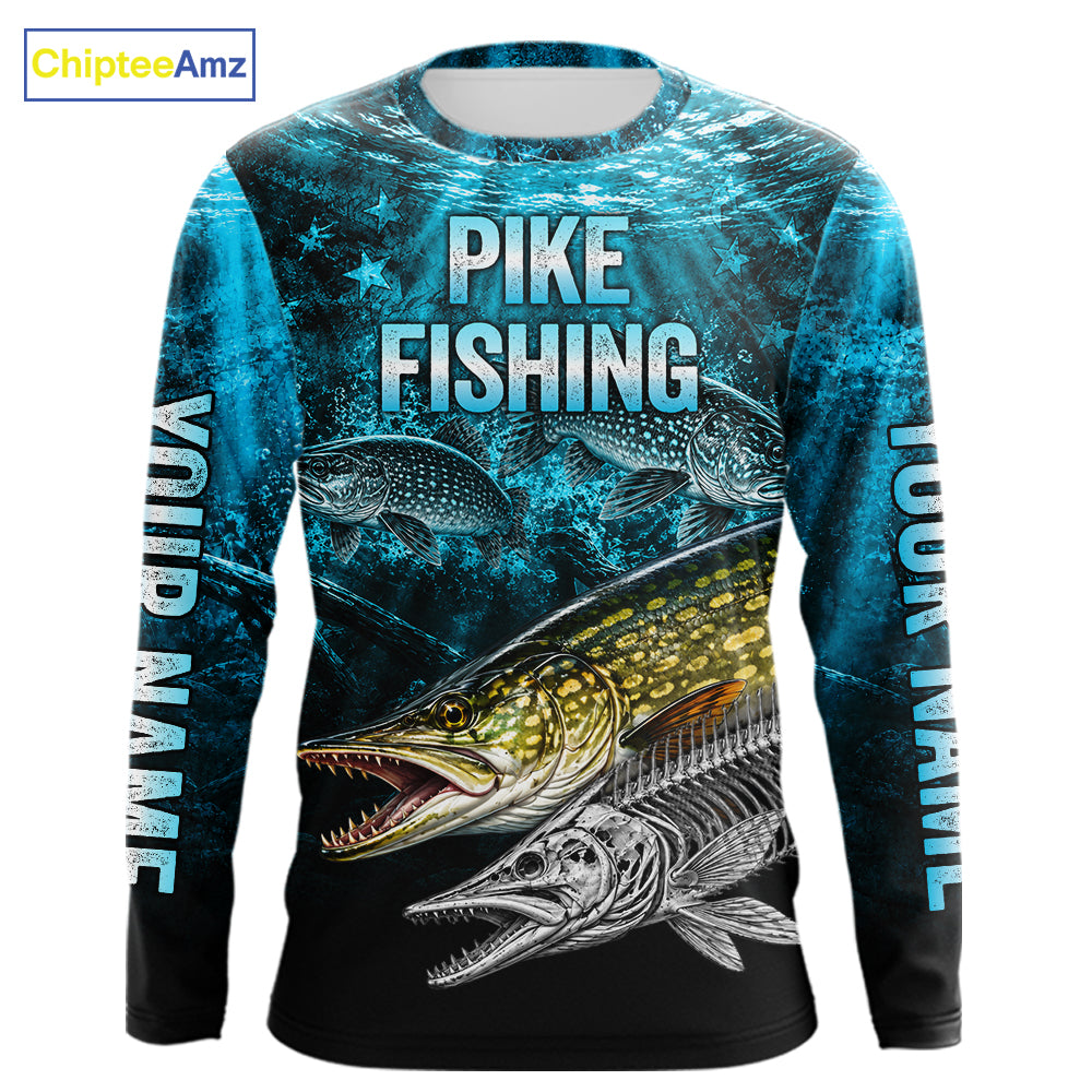 Personalized Skeleton Pike Fishing Tournament Shirt Pike Fishing Jersey Short & Long Sleeve NYN4718