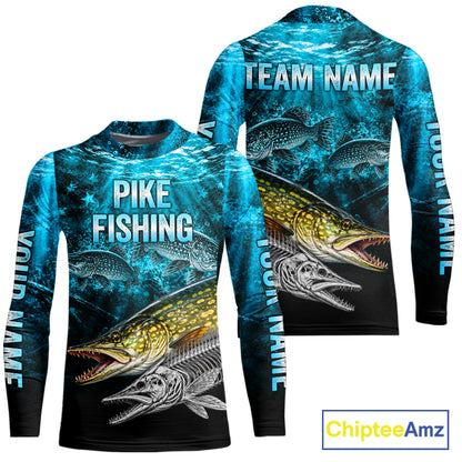 Personalized Skeleton Pike Fishing Tournament Shirt Pike Fishing Jersey Short & Long Sleeve NYN4718