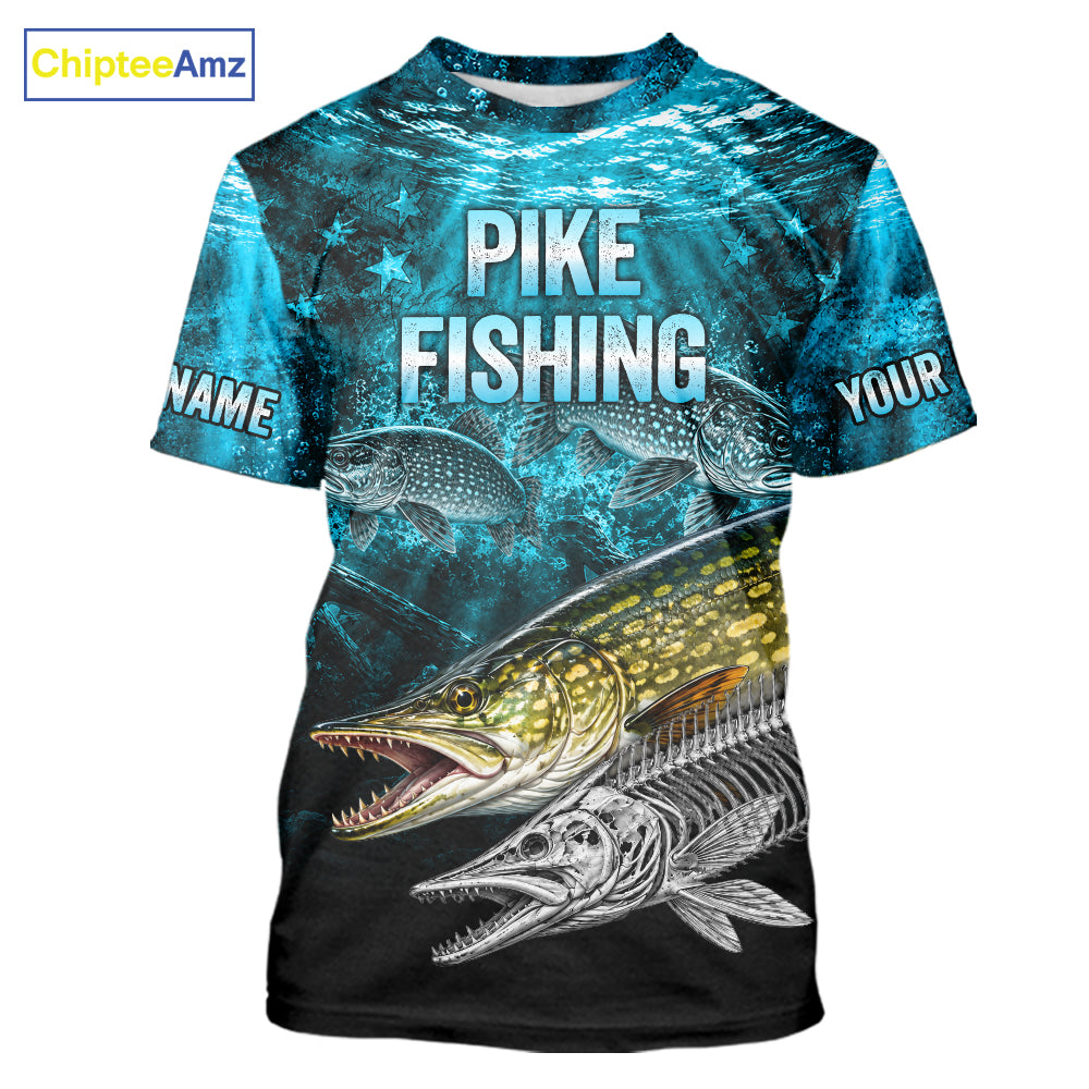 Personalized Skeleton Pike Fishing Tournament Shirt Pike Fishing Jersey Short & Long Sleeve NYN4718