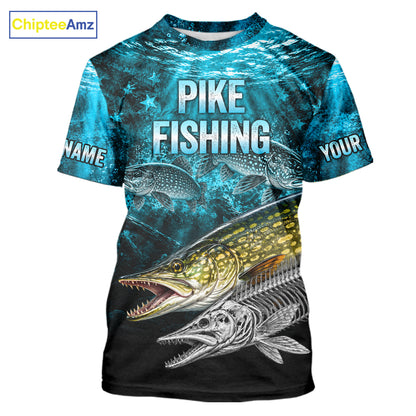 Personalized Skeleton Pike Fishing Tournament Shirt Pike Fishing Jersey Short & Long Sleeve NYN4718