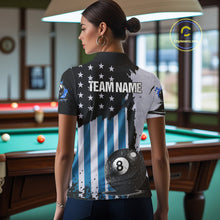 Load image into Gallery viewer, Patriotic Grunge Blue 8 Ball Women Billiard Polo &amp; 1/4 Zip Shirt Custom Pool Billiard Jerseys NYN2358