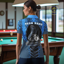 Load image into Gallery viewer, Personalized Cobra Snake Women Billiard Team Shirt Blue 8 Ball Billiard Polo &amp; 1/4 Zip Attire NYN2365