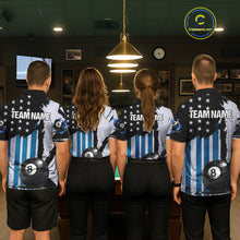 Load image into Gallery viewer, Patriotic Grunge Blue 8 Ball Women Billiard Polo &amp; 1/4 Zip Shirt Custom Pool Billiard Jerseys NYN2358