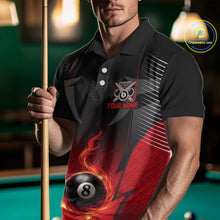 Load image into Gallery viewer, Black &amp; Red 8 Ball Men Billiard Shirt Personalized Phoenix Billiard Polo &amp; 1/4 Zip Apparel NYN2366