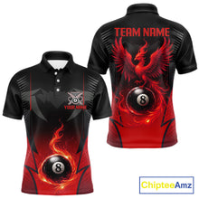 Load image into Gallery viewer, Black &amp; Red 8 Ball Men Billiard Shirt Personalized Phoenix Billiard Polo &amp; 1/4 Zip Apparel NYN2366