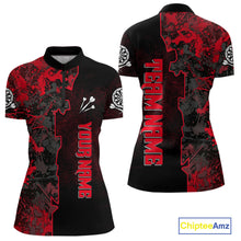 Load image into Gallery viewer, Custom Black And Red Grunge Dartboard Dart Shirts For Women Outfits Dart Team Jerseys NYN0066