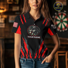 Load image into Gallery viewer, Custom Black-Red Wolf Dartboard Dart Shirts For Women US Flag Dart Team Jerseys NYN0073