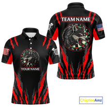 Load image into Gallery viewer, Custom Black-Red Wolf Dartboard Dart Shirts For Men US Flag Dart Team Jerseys NYN0073