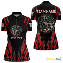 Load image into Gallery viewer, Custom Black-Red Wolf Dartboard Dart Shirts For Women US Flag Dart Team Jerseys NYN0073