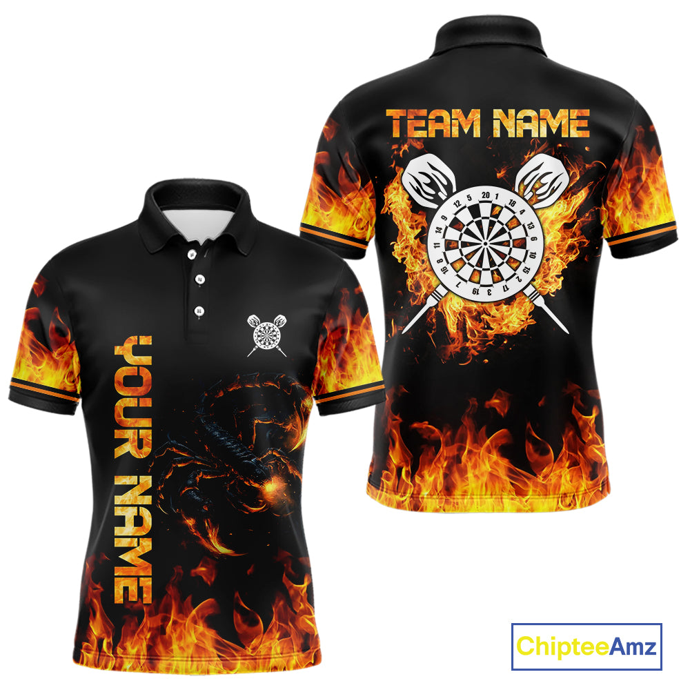 Custom Fire Flame Scorpion Dartboard Dart Shirts For Men Outfit Dart Team Jerseys NYN0075