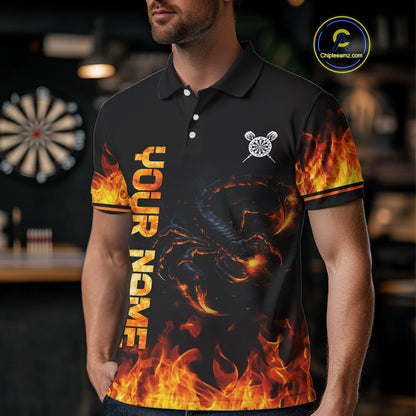 Custom Fire Flame Scorpion Dartboard Dart Shirts For Men Outfit Dart Team Jerseys NYN0075
