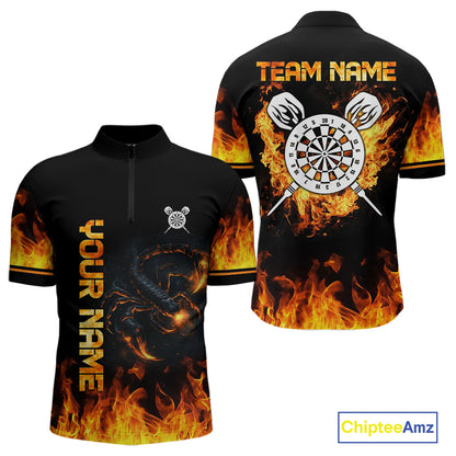 Custom Fire Flame Scorpion Dartboard Dart Shirts For Men Outfit Dart Team Jerseys NYN0075