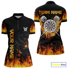 Load image into Gallery viewer, Custom Fire Flame Scorpion Dartboard Dart Shirts For Women Outfit Dart Team Jerseys NYN0075