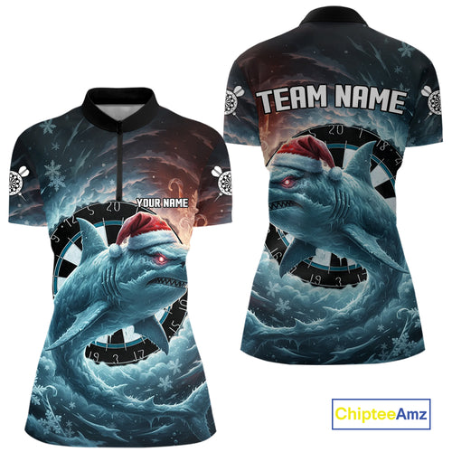 Snowflake Ice Shark Dartboard Funny Women Darts Quarter-Zip Shirt Custom Christmas Dart Jerseys NYN1861