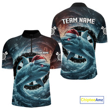 Load image into Gallery viewer, Snowflake Ice Shark Dartboard Funny Men Darts Quarter-Zip Shirt Custom Christmas Dart Jerseys NYN1861