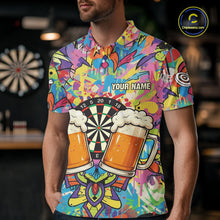 Load image into Gallery viewer, Funny Beers &amp; Dartboard Graffiti Custom Darts Polo Shirt For Men Colorful Dart Jerseys NYN1863