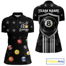 Load image into Gallery viewer, Black Stars 8 Ball Pool Women Billiard Team Shirt Personalized Polo &amp; 1/4-Zip Billiard Gifts NYN2381