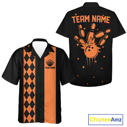 Personalized Retro Bowling Hawaiian Shirts Custom Retro Bowling Button Up Team Shirts | Multicolor NYN3970