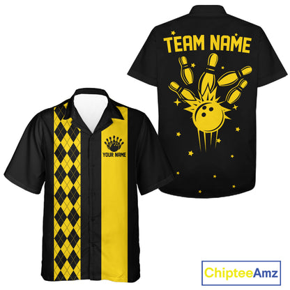 Personalized Retro Bowling Hawaiian Shirts Custom Retro Bowling Button Up Team Shirts | Multicolor NYN3970