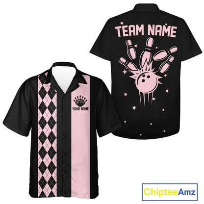 Personalized Retro Bowling Hawaiian Shirts Custom Retro Bowling Button Up Team Shirts | Multicolor NYN3970