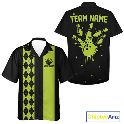 Personalized Retro Bowling Hawaiian Shirts Custom Retro Bowling Button Up Team Shirts | Multicolor NYN3970