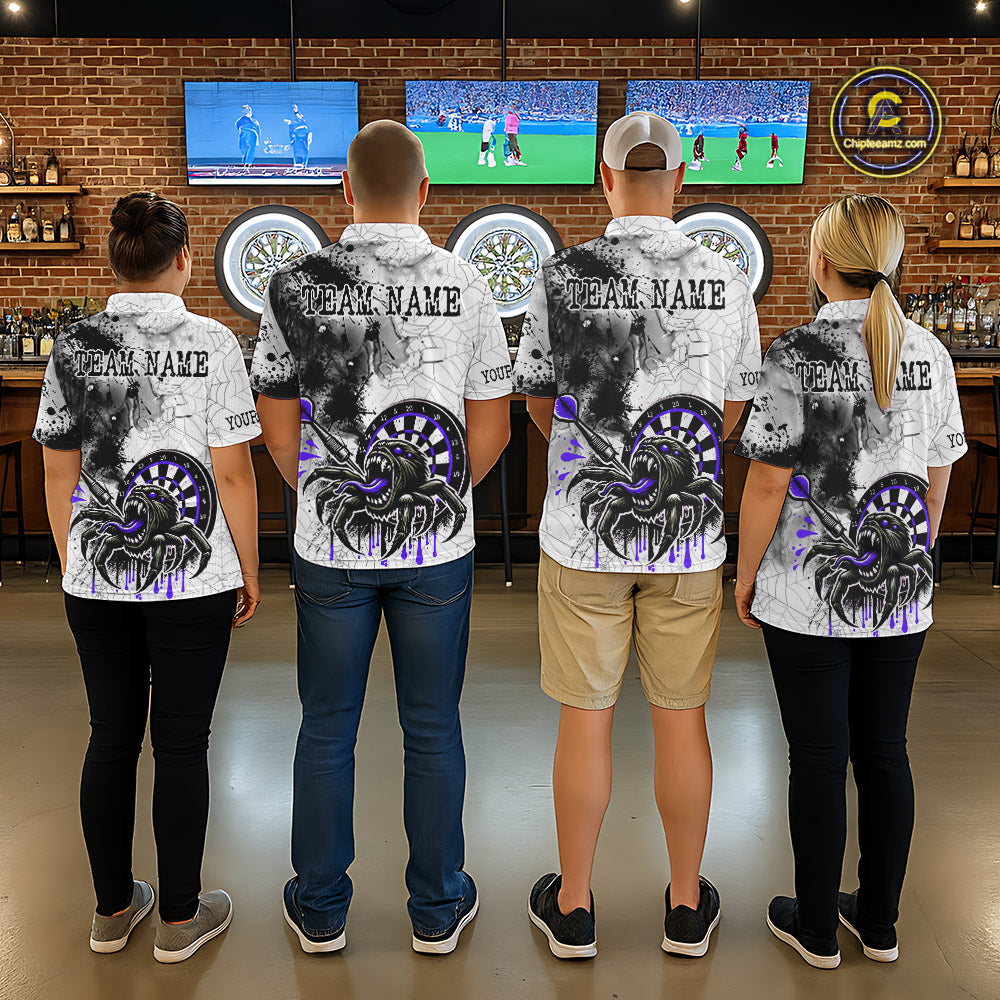 Personalized Dripping Black And Purple Spider Dart Quarter- Zip Shirts For Women, Custom Dart Jerseys NYN2117