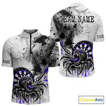 Load image into Gallery viewer, Personalized Dripping Black And Purple Spider Dart Quarter- Zip Shirts For Men, Custom Dart Jerseys NYN2117