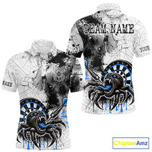 Load image into Gallery viewer, Personalized Dripping Black And Blue Spider Dart Polo Shirts For Men, Custom Dart Jerseys NYN2118
