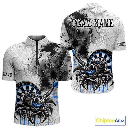Personalized Dripping Black And Blue Spider Dart Quarter- Zip Shirts For Men, Custom Dart Jerseys NYN2118