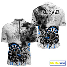 Load image into Gallery viewer, Personalized Dripping Black And Blue Spider Dart Quarter- Zip Shirts For Men, Custom Dart Jerseys NYN2118