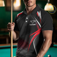 Load image into Gallery viewer, Black &amp; Red Ball Pool Team Shirts Men's Billiard Polo &amp; 1/4-Zip Personalized Billiard Gifts NYN2396