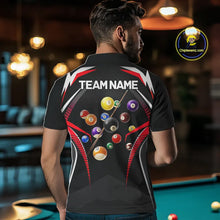 Load image into Gallery viewer, Black &amp; Red Ball Pool Team Shirts Men's Billiard Polo &amp; 1/4-Zip Personalized Billiard Gifts NYN2396