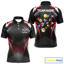 Load image into Gallery viewer, Black &amp; Red Ball Pool Team Shirts Men's Billiard Polo &amp; 1/4-Zip Personalized Billiard Gifts NYN2396