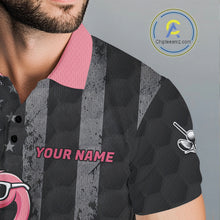 Load image into Gallery viewer, Custom Black Patriotic Golf Polo Shirts For Men, Funny Flamingo Best Golf Clothing Shirts NYN2995