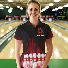 Load image into Gallery viewer, Red Flames Custom Funny Raccoon Womens Bowling Shirts Bowling Team Shirt For Bowlers NYN3411