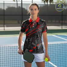 Load image into Gallery viewer, Custom Grey And Red Pickleball Ball Jerseys For Women Pickleball Paddle League Shirts NYN2127