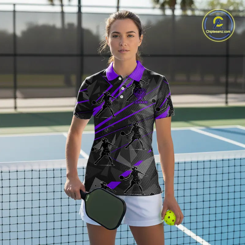 Custom Grey And Purple Pickleball Ball Jerseys For Women Pickleball Paddle League Shirts NYN2128