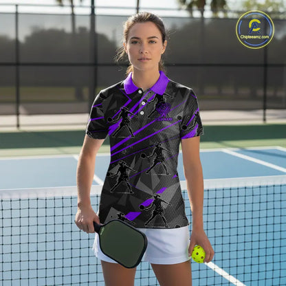Custom Grey And Purple Pickleball Ball Jerseys For Women Pickleball Paddle League Shirts NYN2128