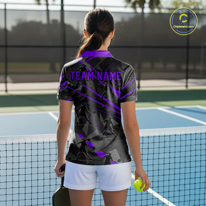Custom Grey And Purple Pickleball Ball Jerseys For Women Pickleball Paddle League Shirts NYN2128