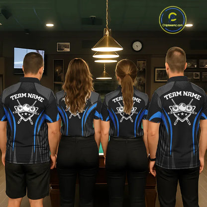 Black And Blue 8 Ball Pool Women Billiard Polo & 1/4-Zip Shirt Custom Pool Team Billiard Shirts NYN2401