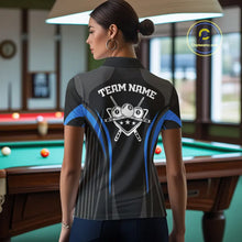 Load image into Gallery viewer, Black And Blue 8 Ball Pool Women Billiard Polo &amp; 1/4-Zip Shirt Custom Pool Team Billiard Shirts NYN2401