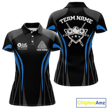 Load image into Gallery viewer, Black And Blue 8 Ball Pool Women Billiard Polo &amp; 1/4-Zip Shirt Custom Pool Team Billiard Shirts NYN2401