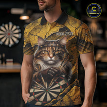Load image into Gallery viewer, Funny Cat Cracked Darts Shirt For Men Custom Yellow Grunge Darts Team Jersey, Darts Gifts NYN3006